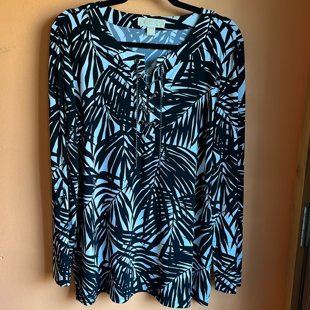 MICHAEL Michael Kors Black and White Tunic Top sz L